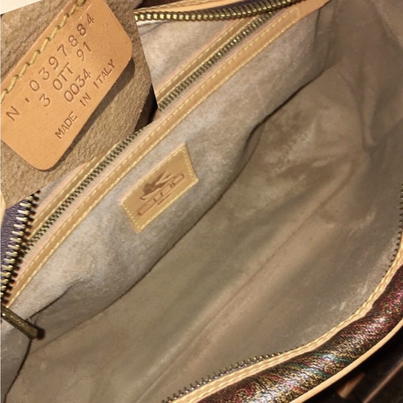 ETRO Red Paisley Crossbody Messenger Shoulder Bag Leather Coated Canvas ITALY - Picture 9 of 17